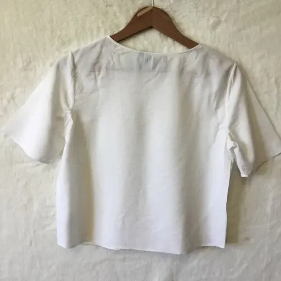 Theory White Style Easy Woven Tee Shirt - Picture 8 of 10